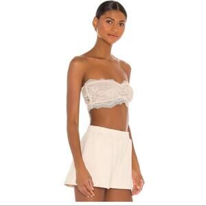 Free People Lacey Looks Bandeau Size XS Beige All Lace Lightly Lined Stretch NEW